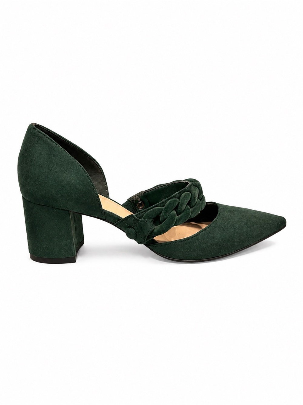 Charles & Keith Dark Green Braided Strap Block Heel Pumps Size 36